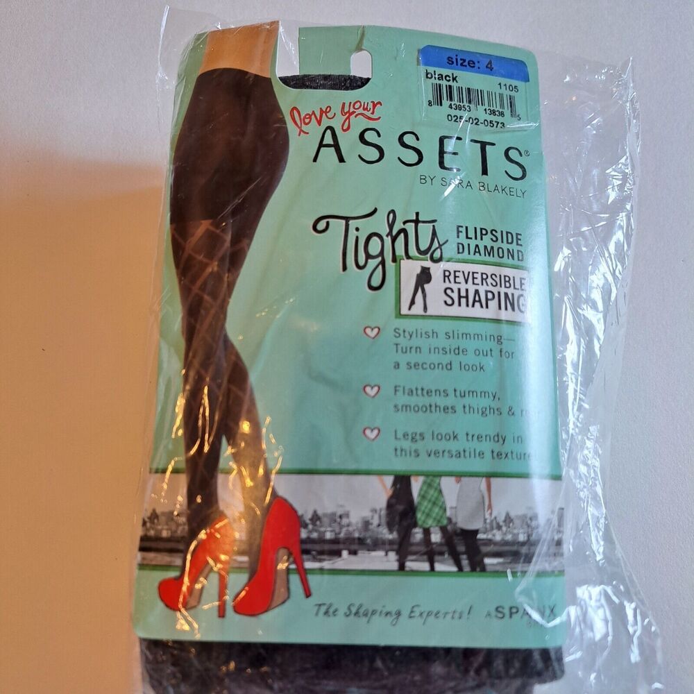 Spanx Love Your Assets Sara Blakely Tights Reversible Shaping Black Size 4 New